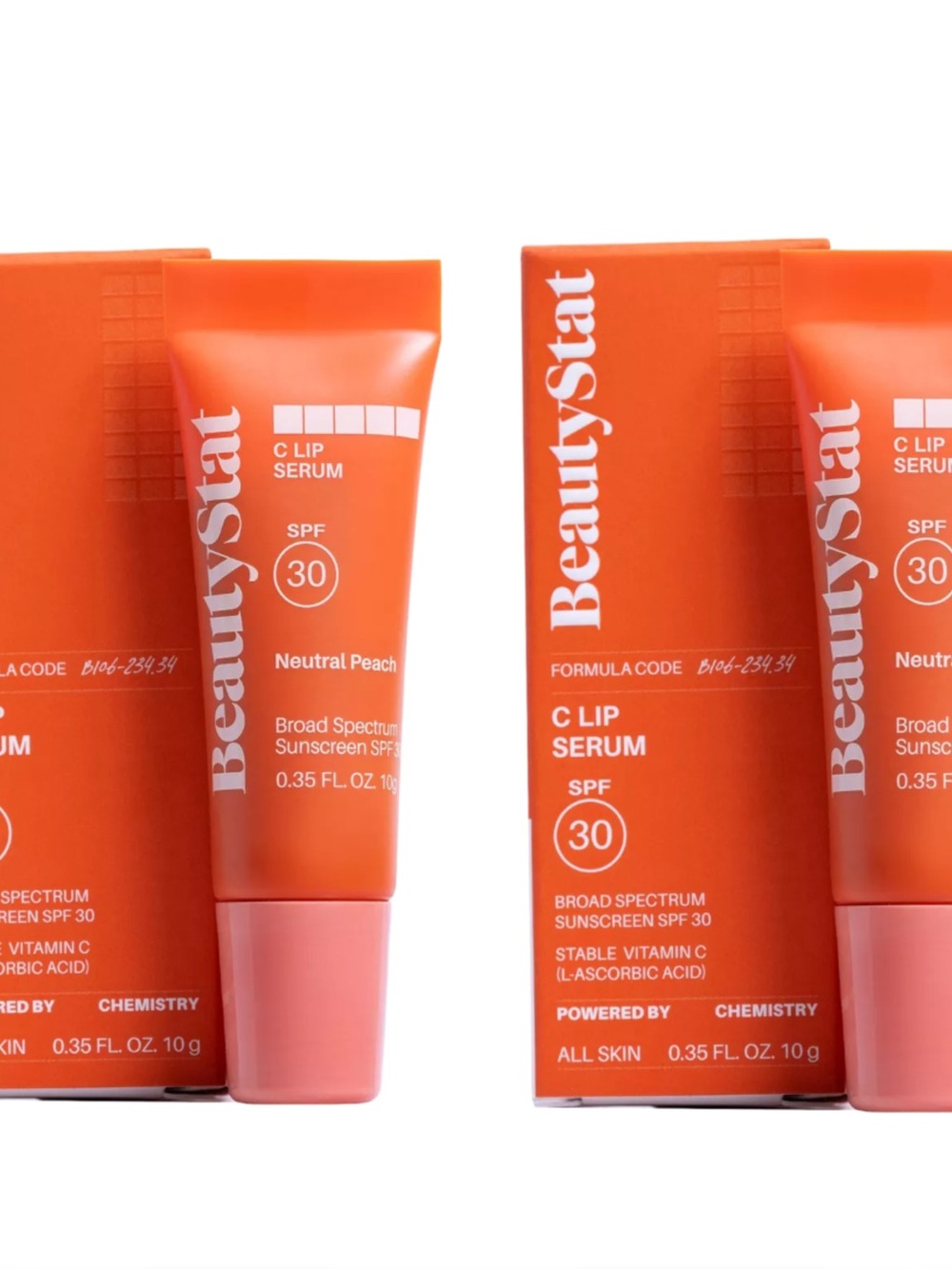 NEW 2x BeautyStat Cosmetics C Lip Serum SPF 30 in Natural Peach Full Size